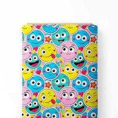 colours of smiley Print Fabric