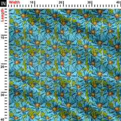 Sky Blue Flower Print Fabric