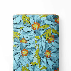 Sky Blue Flower Print Fabric