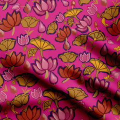 lotus flower with pink background Print Fabric