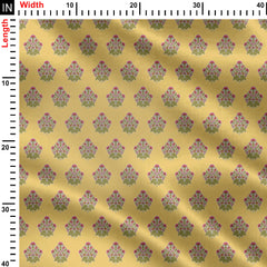 Sanganeri block print pink on yellow Print Fabric