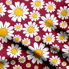 Red Morning Daisy Print Fabric