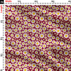 Red Morning Daisy Print Fabric