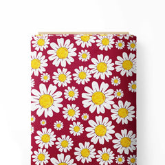 Red Morning Daisy Print Fabric