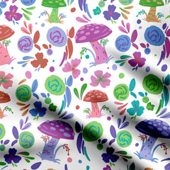 Mushroom Floral Print Fabric