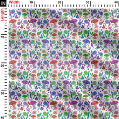 Mushroom Floral Print Fabric