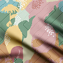 stripes and shapes Print Fabric