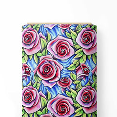 drawing rose Print Fabric