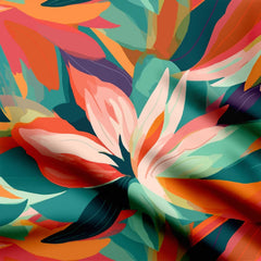 tropical big tulip flower Print Fabric