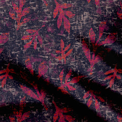 Blue Pink Abstract Leaf Print Fabric