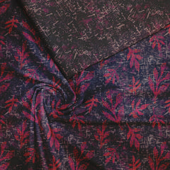 Blue Pink Abstract Leaf Tussar Silk Unstitched Suit Set