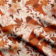 Magic Garden Birds 01 Print Fabric