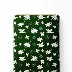 Green Lilly Floral Print Fabric