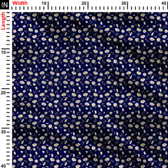 Navy Floral 1 Print Fabric