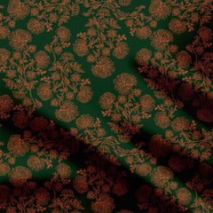 Green With Gold Motif Print Fabric