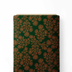 Green With Gold Motif Print Fabric