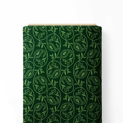 Green Paisley Print Fabric