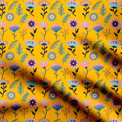 Floral In Yellow Shades Print Fabric