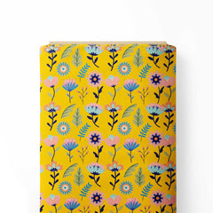 Floral In Yellow Shades Print Fabric