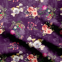 beautiful purple ground with natural floral design Print Fabric