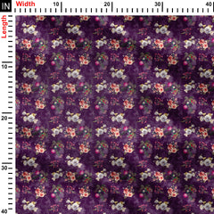 beautiful purple ground with natural floral design Print Fabric