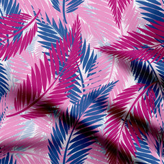 Pink And Blue Tropical Print Fabric