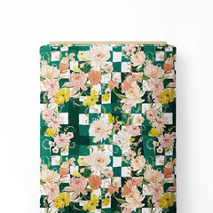 Blossom Green Check Print Fabric