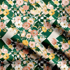 Blossom Green Check 2 Print Fabric