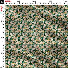 Blossom Green Check 2 Print Fabric