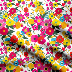 Vibrant Blooms Print Fabric