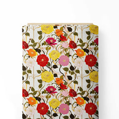 Colorful Roses Print Fabric