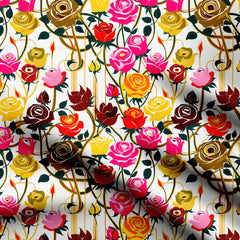 Colorful Roses 1 Print Fabric