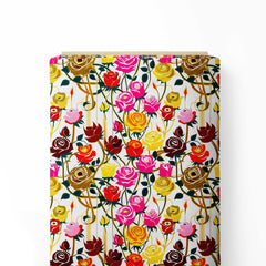 Colorful Roses 1 Print Fabric