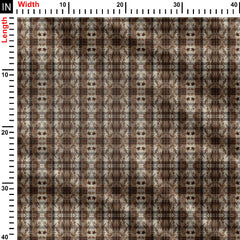 Chocolate Plaid Abstract Leaves Print Fabric