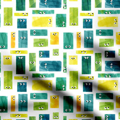 Green Blocks Print Fabric