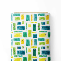 Green Blocks Print Fabric