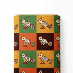 Kalamkari Bird Color Block1 Print Fabric