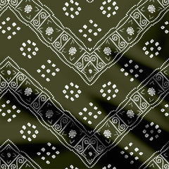 Green Bandhani Pattern Print Fabric