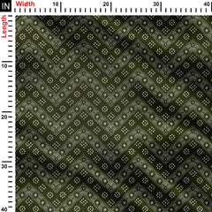 Green Bandhani Pattern Print Fabric