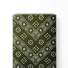 Green Bandhani Pattern Print Fabric