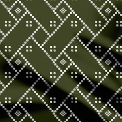 Olive Green Bandhani Pattern Print Fabric