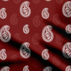 Crimson Paisley Print Fabric