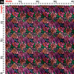 hand drawing mixed colours roses Print Fabric