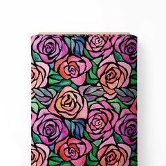 hand drawing mixed colours roses Print Fabric