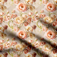 Rose Flowers 1 Print Fabric