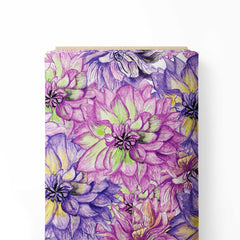 Purple Pink floral Print Fabric