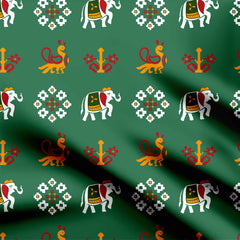 Patola Flying Elephant Print Fabric