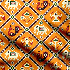 Patola Orange Small Patten Print Fabric