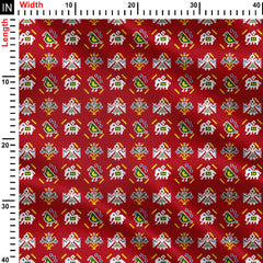 Red Patola Flying Bird Print Fabric