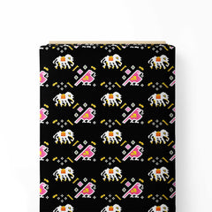 Black Patola Elephant Print Fabric